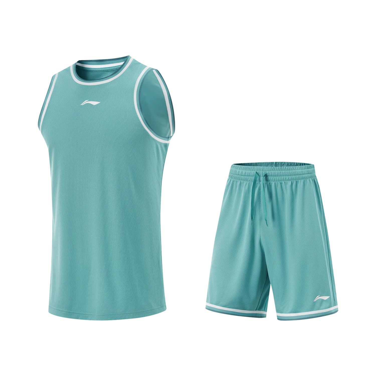 

Li Ning Профессиональная баскетбольная серия Пуловер с круглым вырезом Полосатая майка Спортивный повседневный Простые шорты Баскетбольный комплект Мужская спортивная одежда Зеленый AATV001-6 S