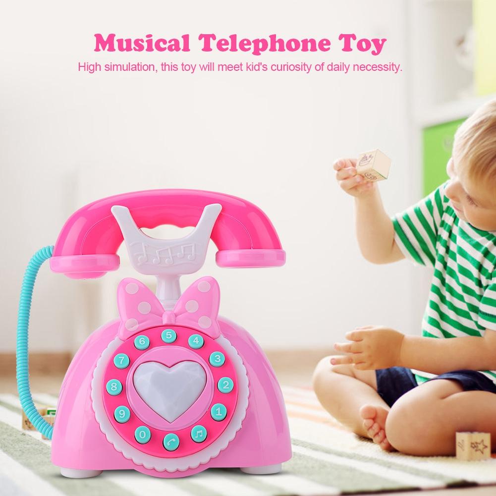 Bilingual Musical Telephone Baby Children Educational Development Toy Gift (Blue)