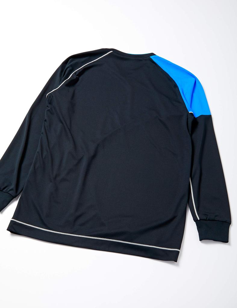 Mizuno Volleyball Apparel, Long Sleeve Game Shirt, Moisture-Wicking, Quick-Drying, Unisex, V2MA8021, 92, Black x Diva Blue, Size S