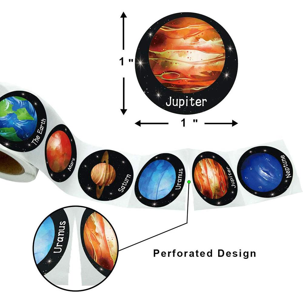 100-500 Pièces Autocollants Papier Système Solaire Planète Espace Extérieur Décoration Fête d'Anniversaire Étiquette d'Étanchéité Enfants Astronomie DIY Étiquette Papier