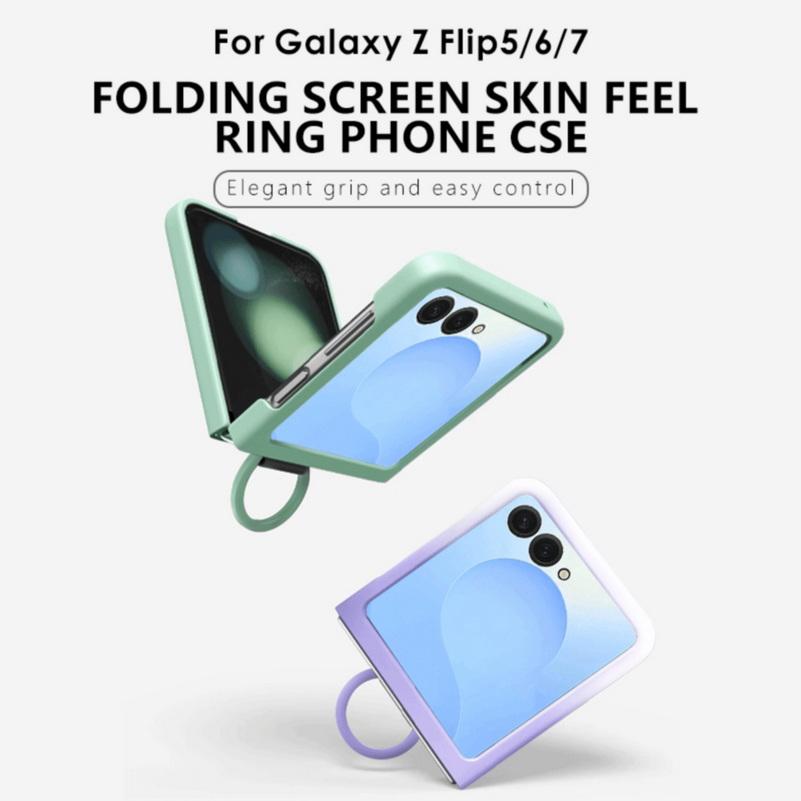 Thin Finger Ring, Skin Feel, Large Window Design Phone Case For Samsung Z Flip 7 Galaxy Z Flip7 Fe Flip 6 5 Camera Protect Cover