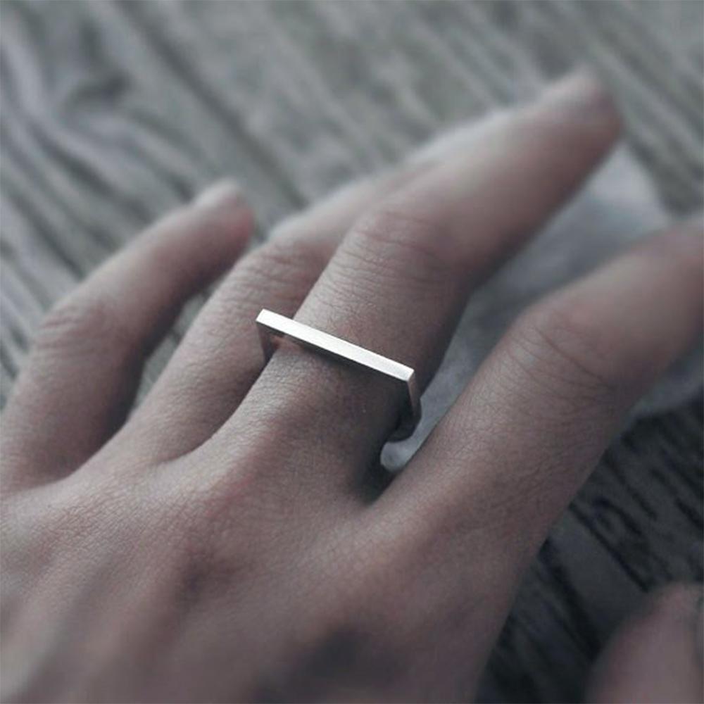 Gold Plated Dainty D-Shape Ring for Women, Premium Stainless Steel Waterproof Minimalist Band, Elegant Gift