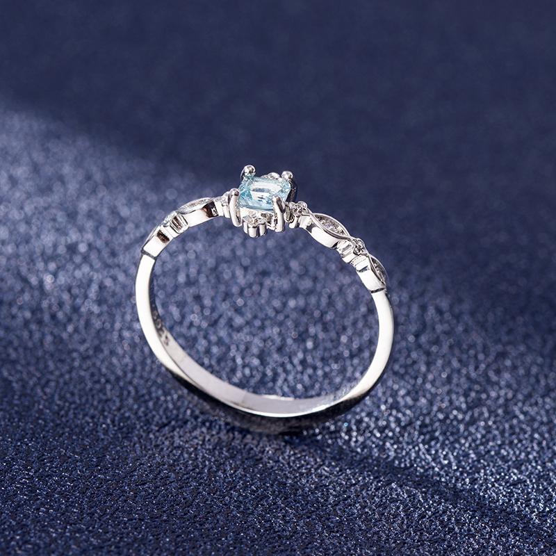 Trendy 925 Silver Jewelry Rings with Blue Zircon Gemstone Finger Ring for Women Wedding Engagement Promise Party Gifts Wholesale
