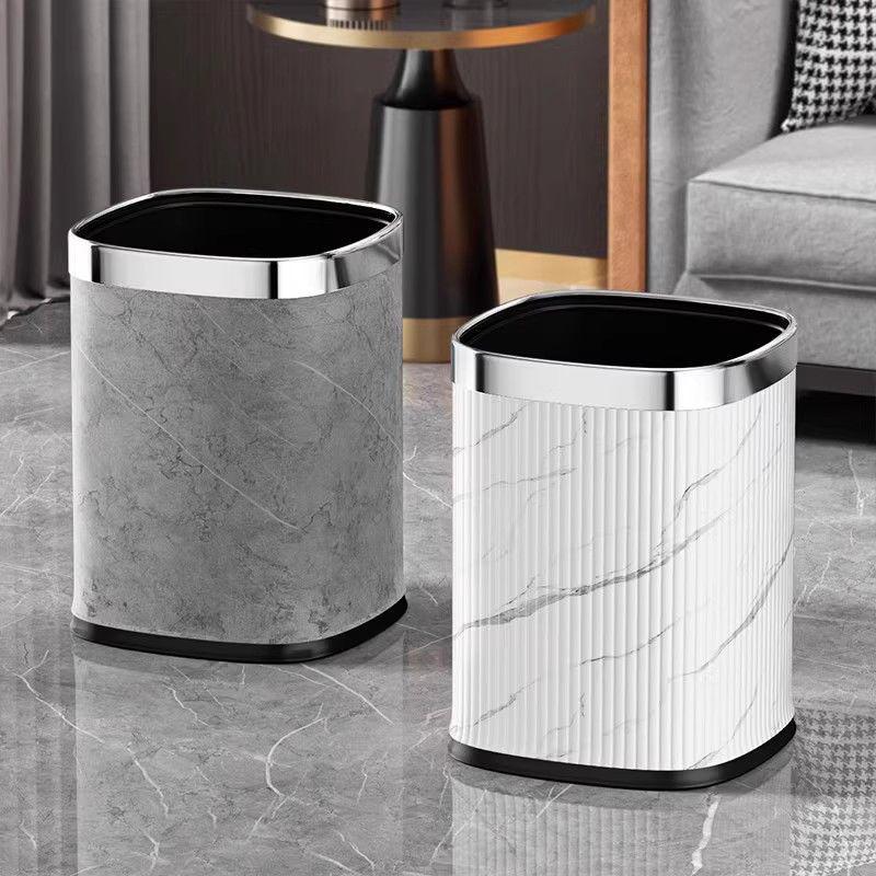 Pattumiera Moderna di Lusso con Motivo in Marmo per Cucina, Bagno e Camera da Letto