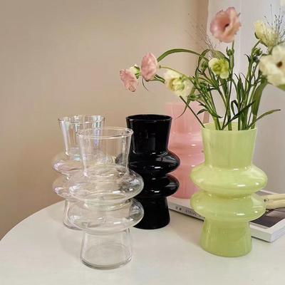 Ins Glass Vase for Flowers Modern Decorative Vase for Room Decor Glass Bottle for Hydroponic Plant Living Room Wedding Decor