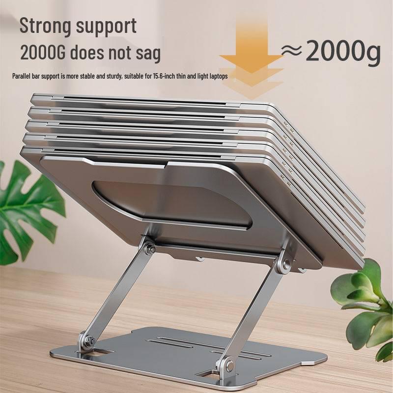 Gold Steel Portable Laptop Stand with Cooling and Adjustable Height