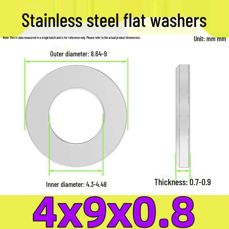 Stainless Steel Flat Washer Gasket, No Burrs, GB97 Standard (201/316/304)