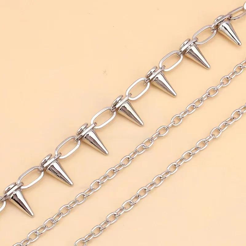 Personality Trendy Punk Rivet Stage Show Multi-layer Metal Multi-layer Trouser Chain for Men Women Jeans Waist Chain Accessories