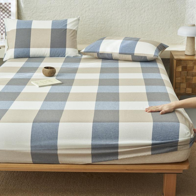 Premium Cotton Plain Fitted Sheet Deep Pocket Elastic Edges Non Slip Sheet Home Mattress Protector Soft Sheets Couvre Lit