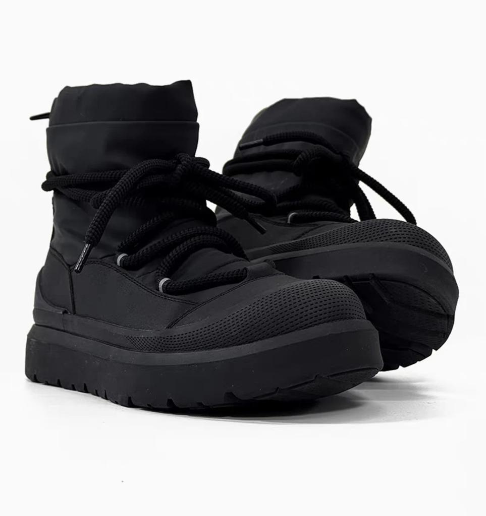 Winter Lace-up Ankle Boots, Men's Snow Boots, Classic Thick-soled Waterproof and Anti-slip Cotton Boots, Women's Ski Boots