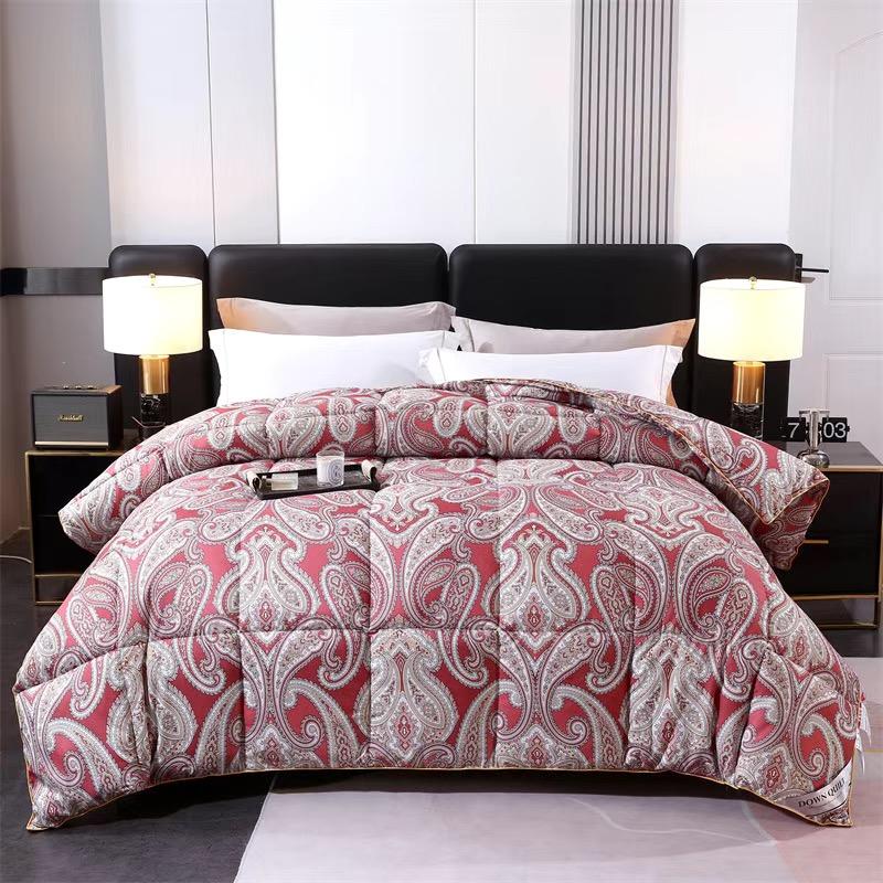 New 95 Printed El Down Quilt White Goose Down Winter Quilt, Easy Temperature Locking Comforter Thickened Warm Blanket