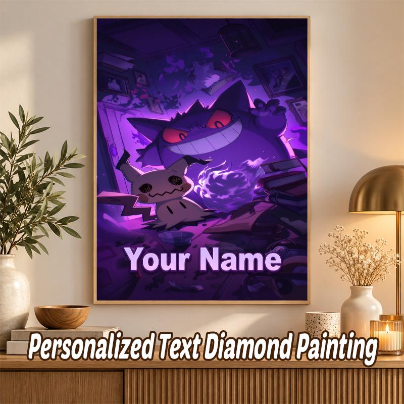 Gengar Custom Name Diamond Painting Personalized 5D Full Drill DIY Diamond Art Home Decor