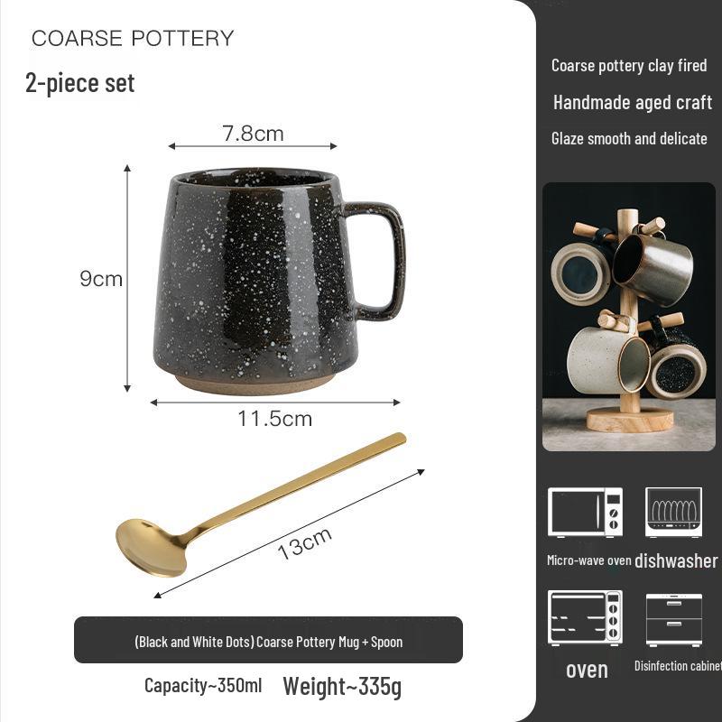 Japanese Retro Ceramic Mug Set – Creative Household & Office Coffee Cups with Gift Box