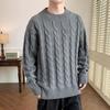 Herbst- und Winter Zopfmuster Pullover Herren Herbst- und Winter Innen mit Rundhals Unterziehstrickpullover Herren Langarm Faden