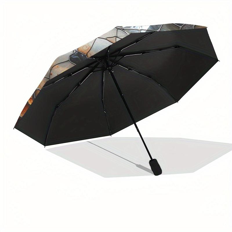 Halloween Skull & Pumpkin Stained Window DecorationUmbrella, PortableFold Compact Umbrella for Men & Women Gift