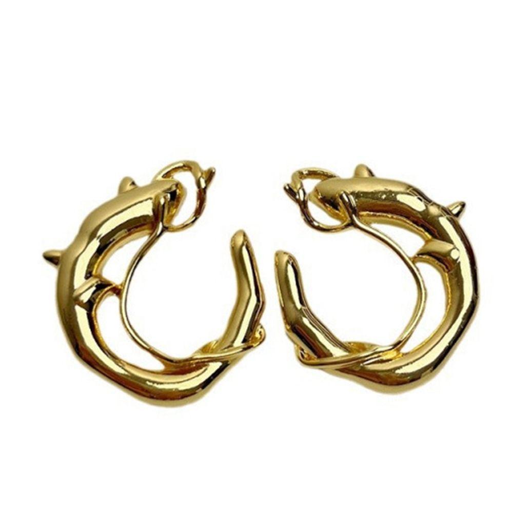Exaggerated Carp Shaped Earrings Temperament Stud Earrings Round Metal Earrings  Holiday Party