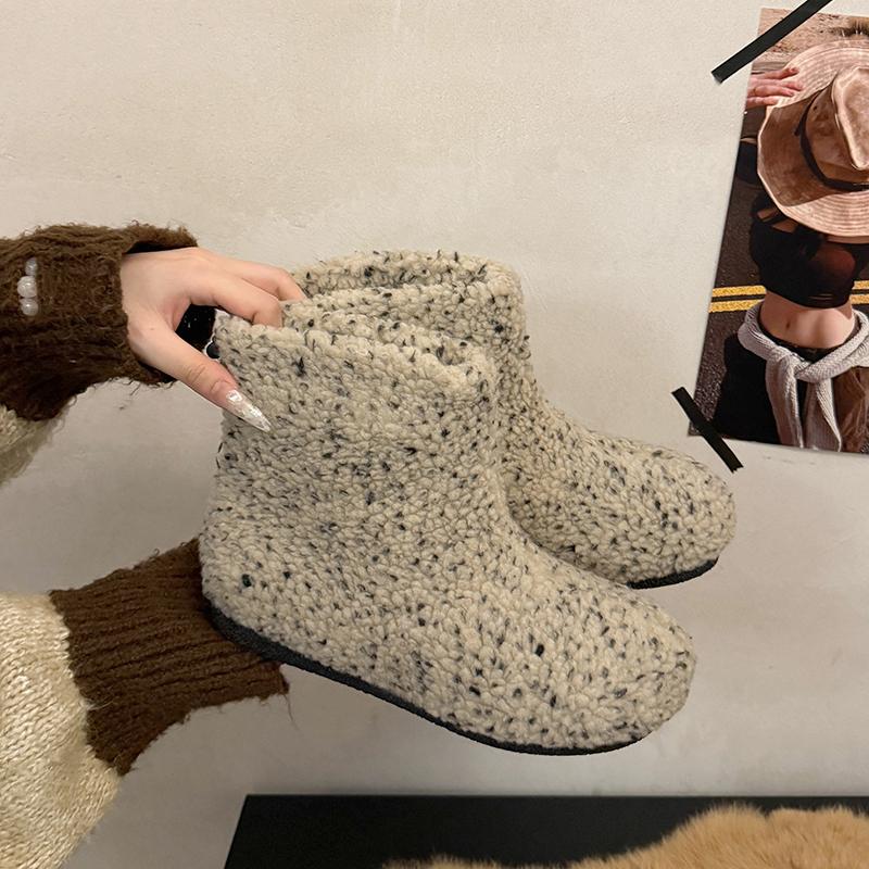 

Vintage Fur Lining Women Snow Boots Comfort Thick Sole Keep Warm Cotton Short Booties Winter Leopard Print Women s Plush Shoes 35
