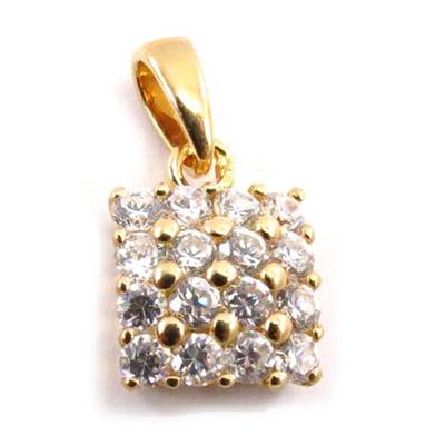 [C5640] – Weißer, vergoldeter „Pavé de Strass“-Anhänger