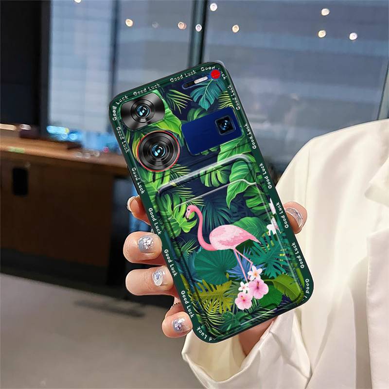 protective Back Cover Phone Case For ZTE Nubia Z60 Ultra TPU Cute Silicone Durable Card slot Soft case Card bag Graffiti