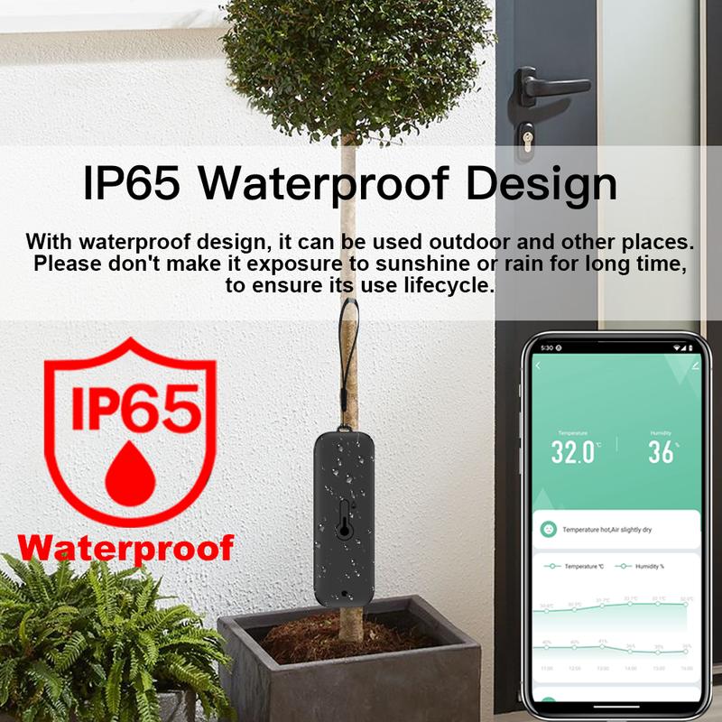 Tuya Zigbee Temperature Humidity Sensor Thermometer IP65 Waterproof Compatible with Smart Life & Google Assistant