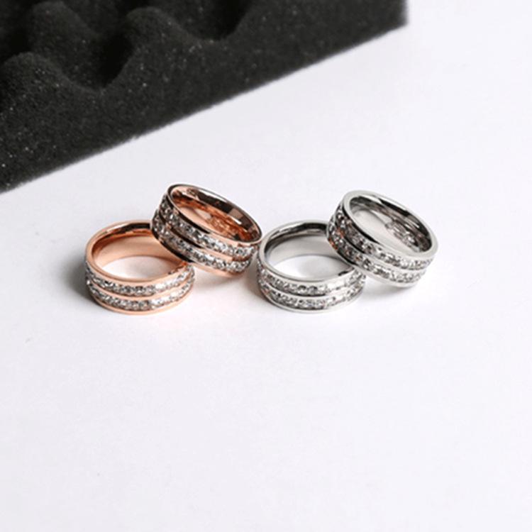 Korean Double Row Rhinestone Gold-Plated Ring - Women's Fashion Index & Tail Accessory