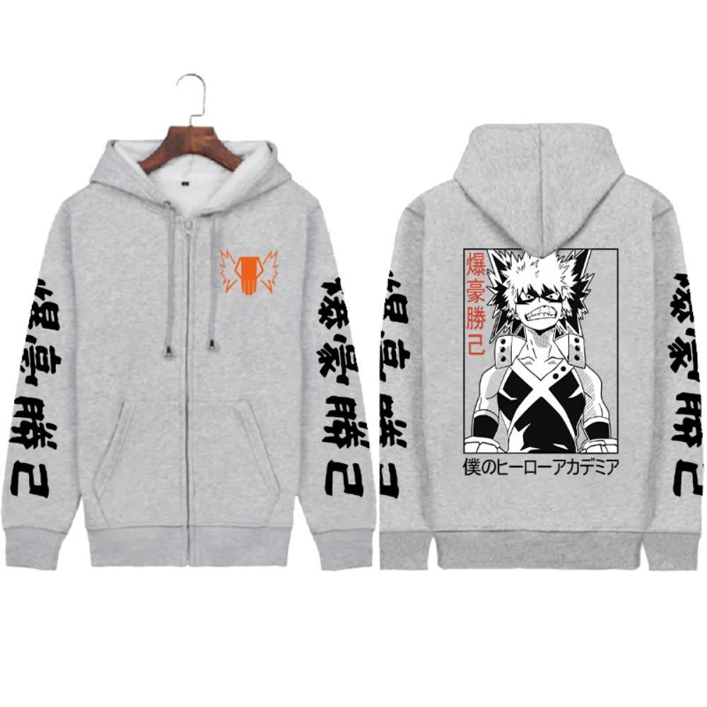 Anime Bakugo Katsuki Print Grafik Übergroßer Hoodie Harajuku Langarm Sweatshirt Schwer Spirituell Lässig Comic Sweatshirt
