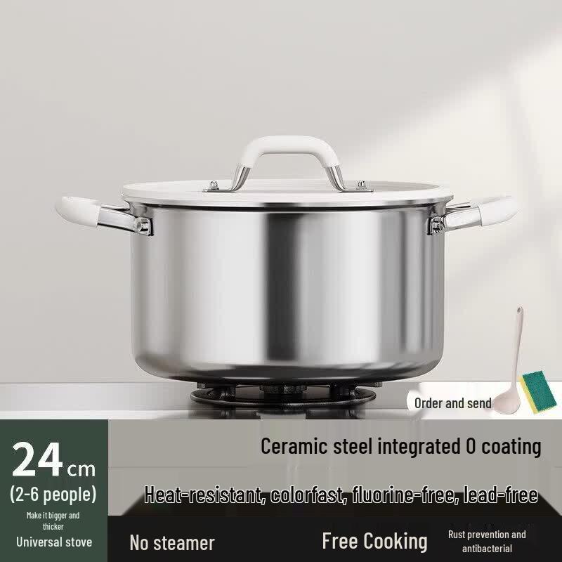 Qiwei Thickened 304 Stainless Steel Soup Pot with Double Handles
