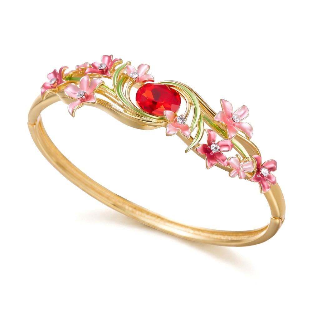 Exquisite Chinese Cloisonne Bangle Double Layered Filigree Peony Jewelry Vintage Jewelry Style 5
