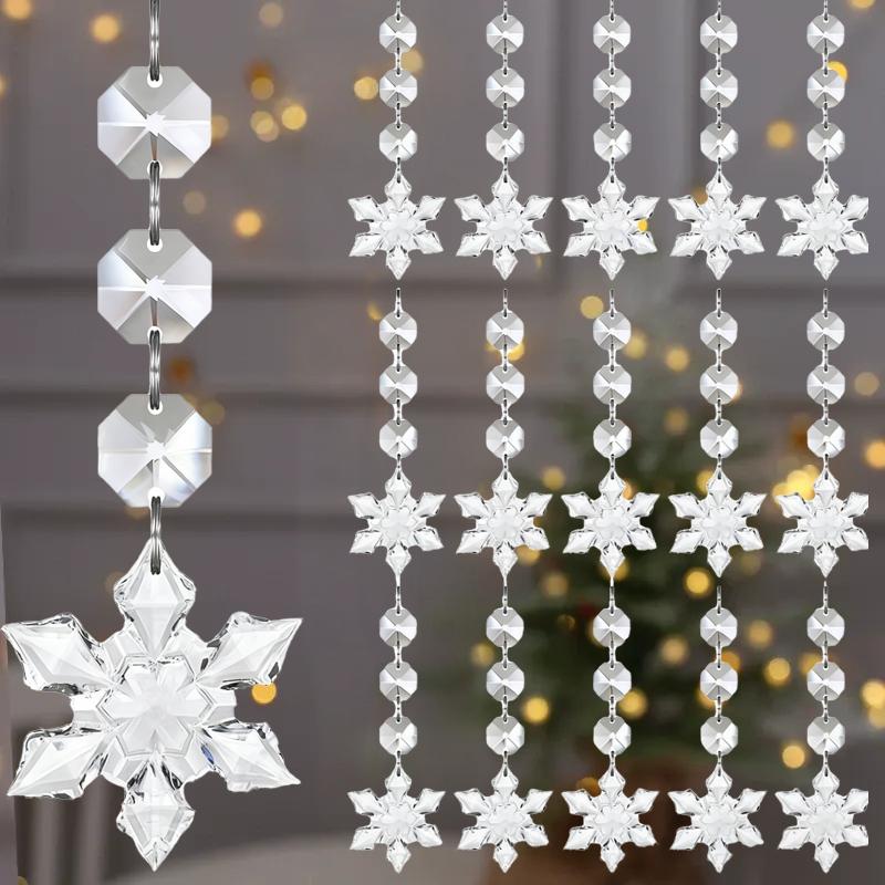 Snowflake Crystal Christmas Ornaments for Christmas Tree Decorations Hanging Clear Acrylic Snowflake Ornaments Xmas Tree Decor