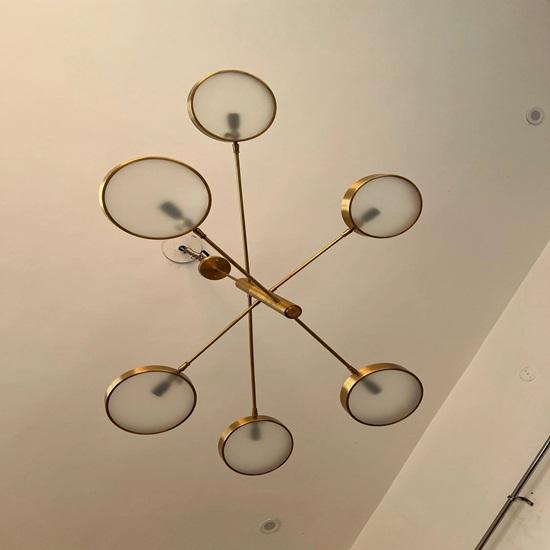 Modern LED Chandelier with Rotating Arms 6-Arm Drum Shade Ceiling Light 139.7 Cm Adjustable Pendant Dining Table, Kitchen