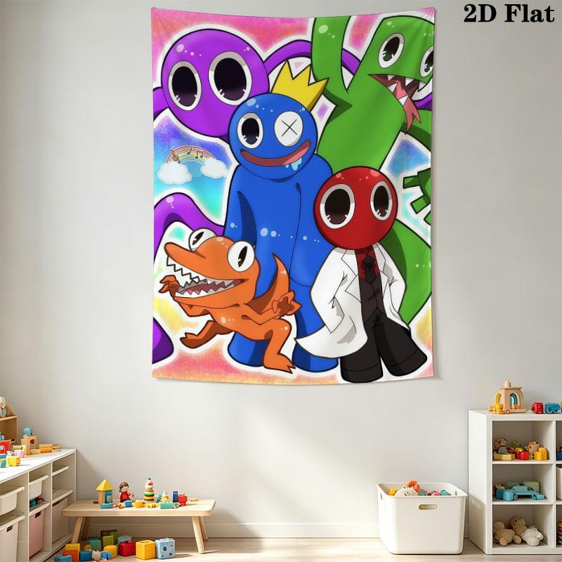 Rainbow Friends Force Wandteppich Ästhetischer Wandbehang Bedruckte Stoffdecke Dekorative Wandteppiche für Schlafzimmer Wohnzimmer Heimdekoration