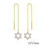 Jeshayuan Star of David Pendant Earrings with Zircon Bling David Star Drop Earrings Luxury Anniversary Wedding Jewelry Gift
