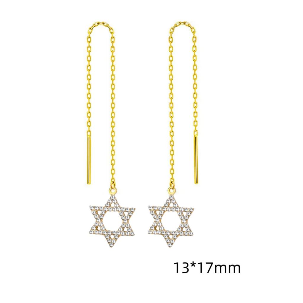 Jeshayuan Star of David Pendant Earrings with Zircon Bling David Star Drop Earrings Luxury Anniversary Wedding Jewelry Gift