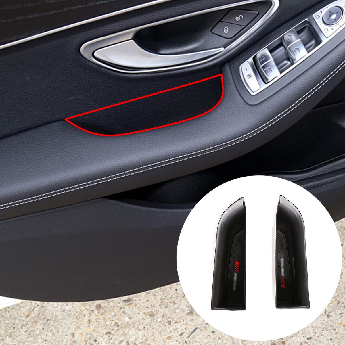 

ABS Plastic Inner Car Door Storage Box Holder for Mercedes Benz C-Class Coupe W205 2 Door 2014-2021 Car Accessories чёрный