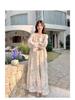 Elegant French Chic Floral Long Dress - Romantic Spring Style with Large Hem