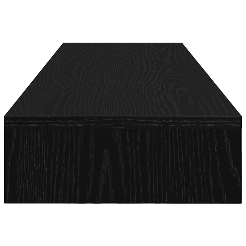 Dual Monitor Stand Black Oak Effect 100 X 27 X 10 Cm Engineered Wood