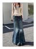 High Waist Retro Denim Mermaid Skirt - Women's A-line Hip-hugging Style for 2026 Spring/Autumn