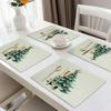 4pcs Linen Placemats Set, Christmas Tree and Star Design Table Mats for Kitchen Dining Decor, Suitable for Family Gatherings and Party Dinners, Home