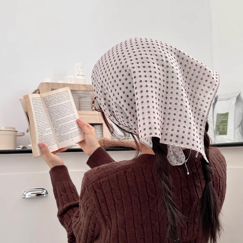 Polka Dot Silk Scarf Cozy Headscarf Hair Band Hair Tie Fashionable Multifunctional Square Scarf Waist Butt Curtain