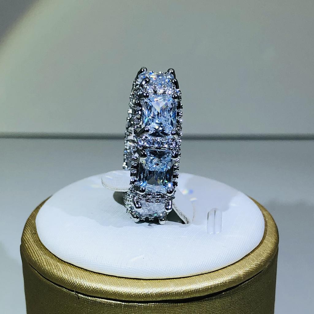 Luxury Micro Paved Square Cubic Zircon Promise Love Rings for Women Engagement Wedding Jewelry  Sale Drop Ship Ring