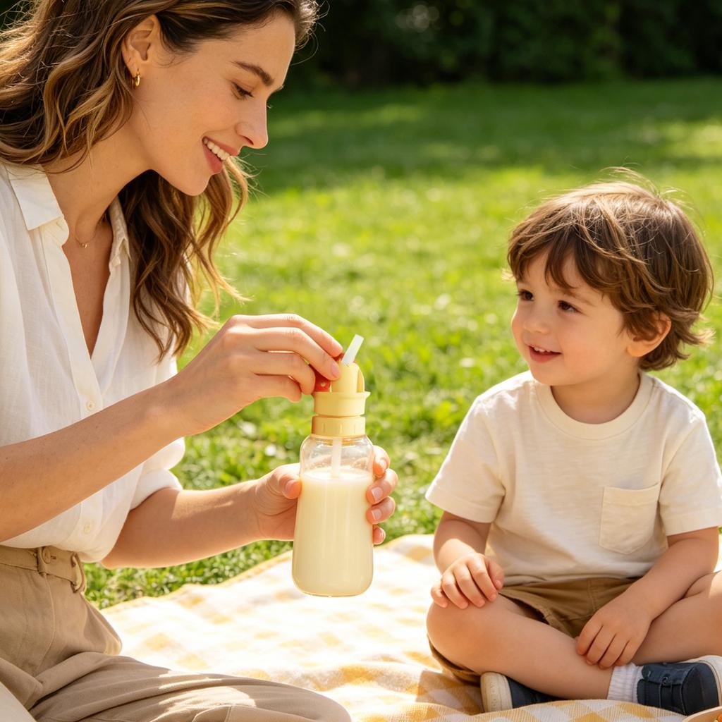 Wasser mit Trinkhalm-Kappen-Umrüstkopf, Geeignet für Säuglinge und Kinder zur Verhinderung des Erstickens beim Ausgehen