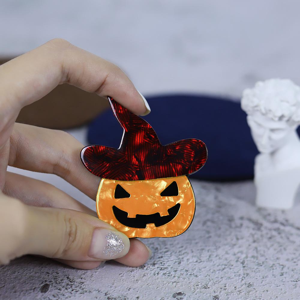 Acrylic Animal Brooch Halloween Pumpkin Head Cartoon Chest Flower Accessory