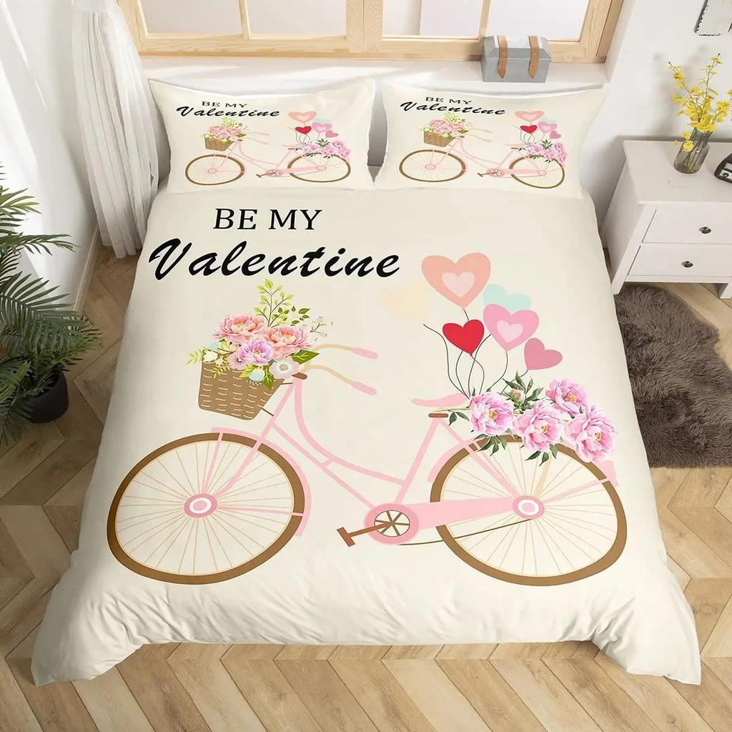 Girls Butterfly Duvet Cover Set Kids Floral Bicycle Bedding Set Fantasy Animals Comforter Cover Flower Bike Spring Bedclothes