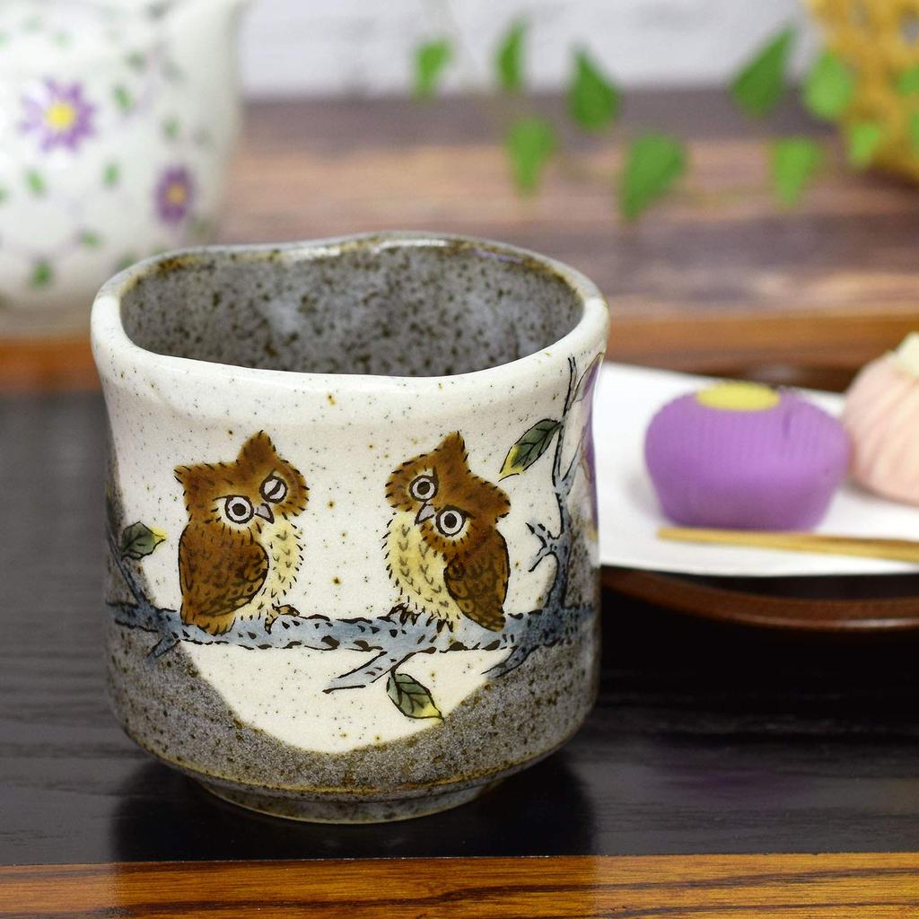 Waza no Kura Stylish Kutani Ware Teacup with Owl Design Large Teacup Ceramic Brand Japanese Tableware Made in Japan Perfect Gift for and 88th