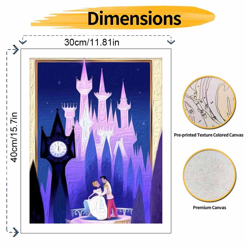 Disney Cinderella Castle digital oil painting diy coloring handpainted filling home decoration gift wall art romantic dance couple
