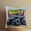 Vibrant Monster Truck With Colorful Splashes Surrounding It, Single-Sided Print, No Pillow Insert,Short Plush Cushion Cover,