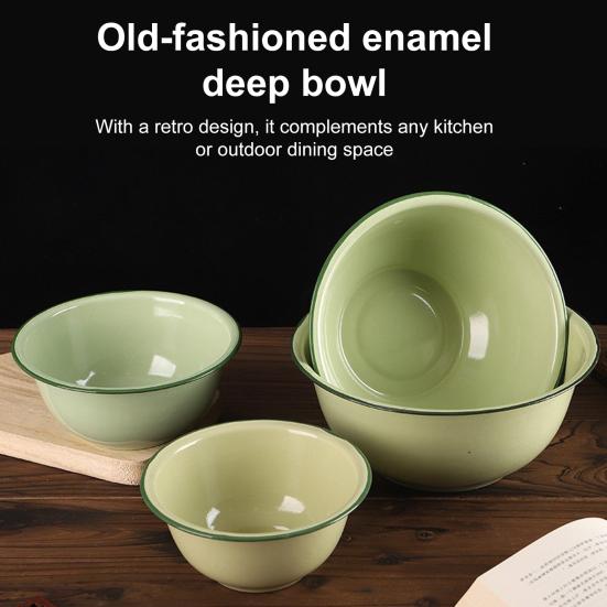 Vintage smaltovaná hluboká polévková mísa zesílená retro nádoba na rýži a nudle vhodná do myčky servírovací hrnec na horká jídla