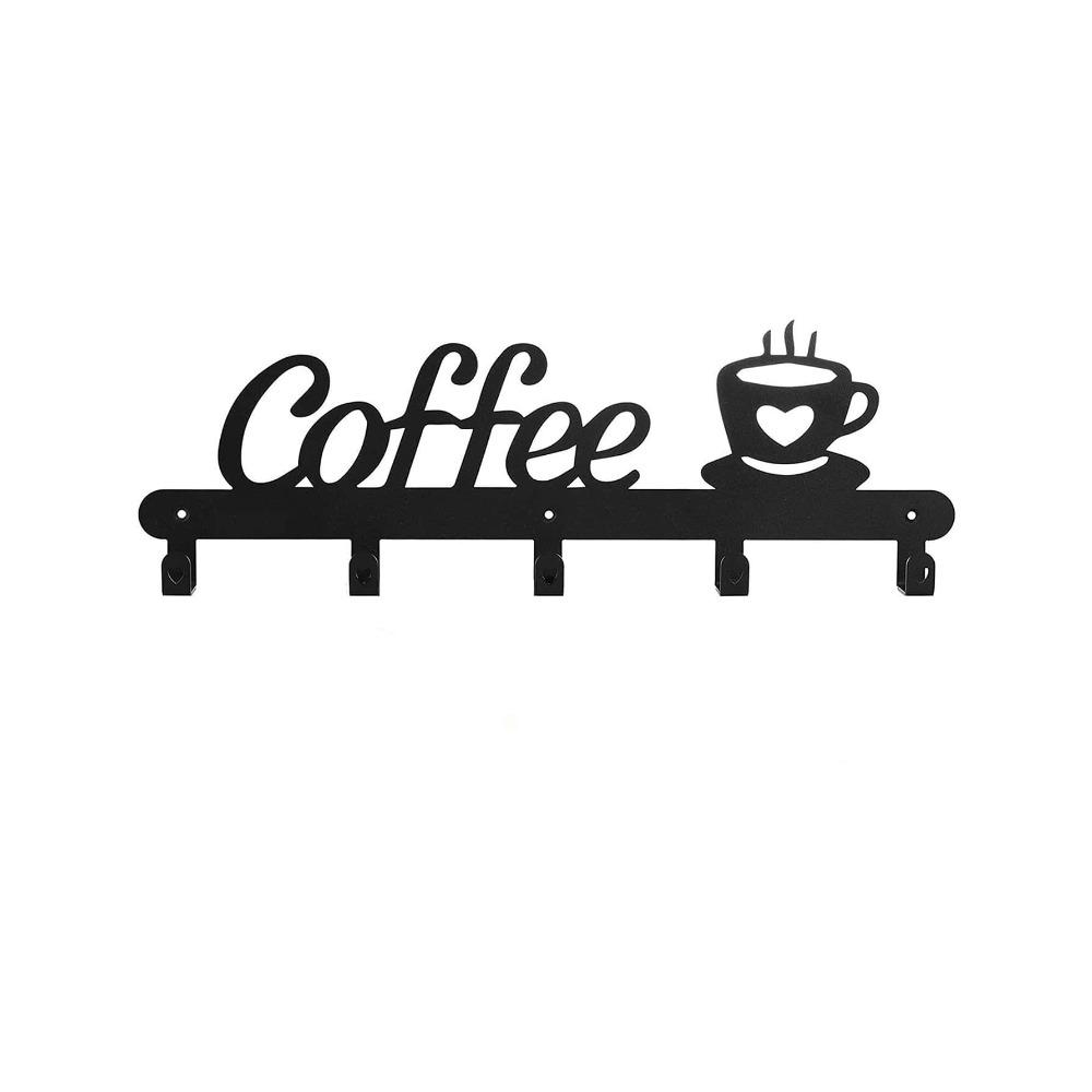 Metal Coffee Cup Holder Wall Mount Rack, 1pc, Iron Art Kitchen Storage Organizer, Barware