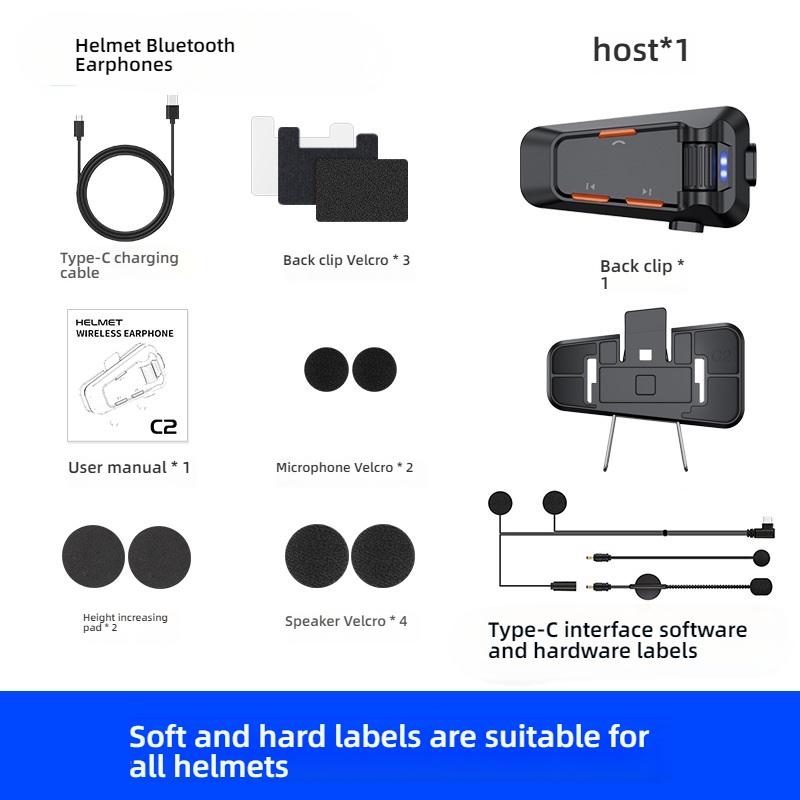 Bluetooth 6.0 Helmet Headphone, Dual Person Intercom Group Talk Noise Reduction for Motorcycle