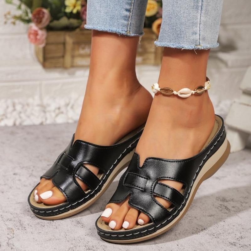 Fashion 2025 Summer Women Wedge Sandals Premium Orthopedic Open Toe Sandals Vintage Anti-Slip Leather Casual Female Platform Retro Shoes